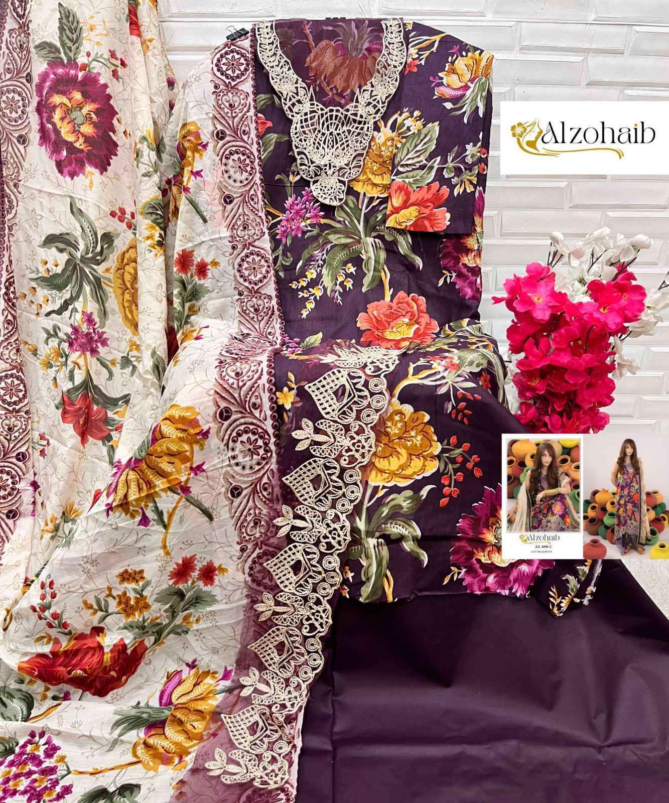 Al Zohaib Az-1098 Cotton Dress Material (3 pcs Catalogue)