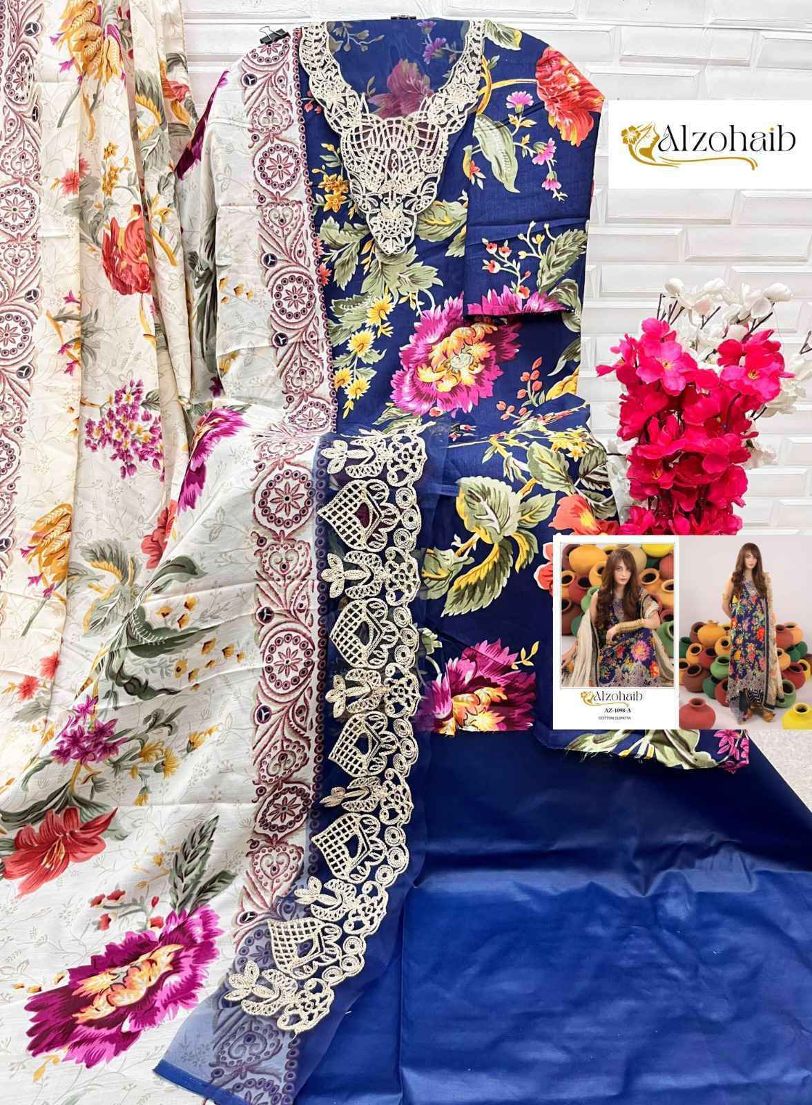 Al Zohaib Az-1098 Cotton Dress Material (3 pcs Catalogue)