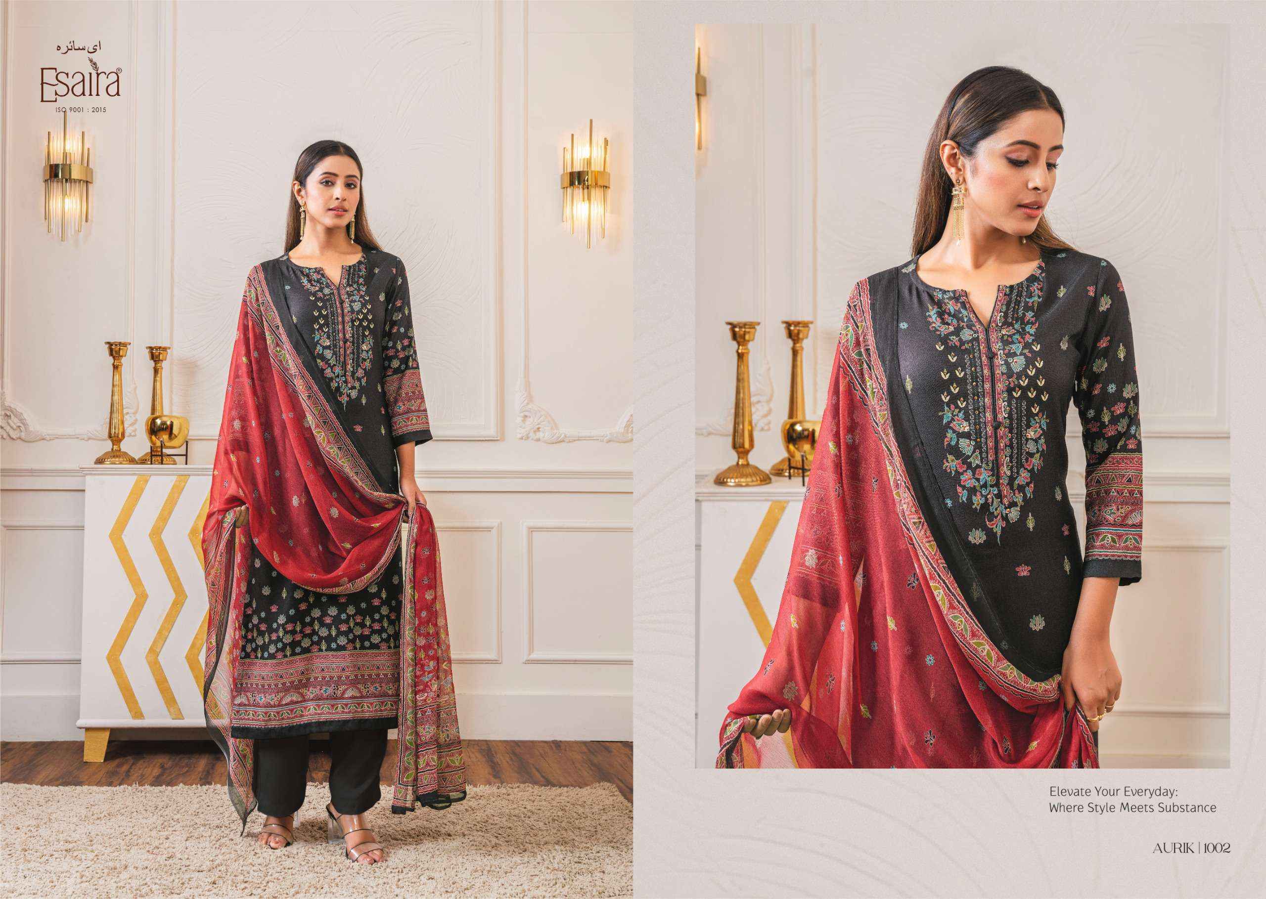 Esaira Aurik Pashmina Dress Material Ladies Winter Suits Trader