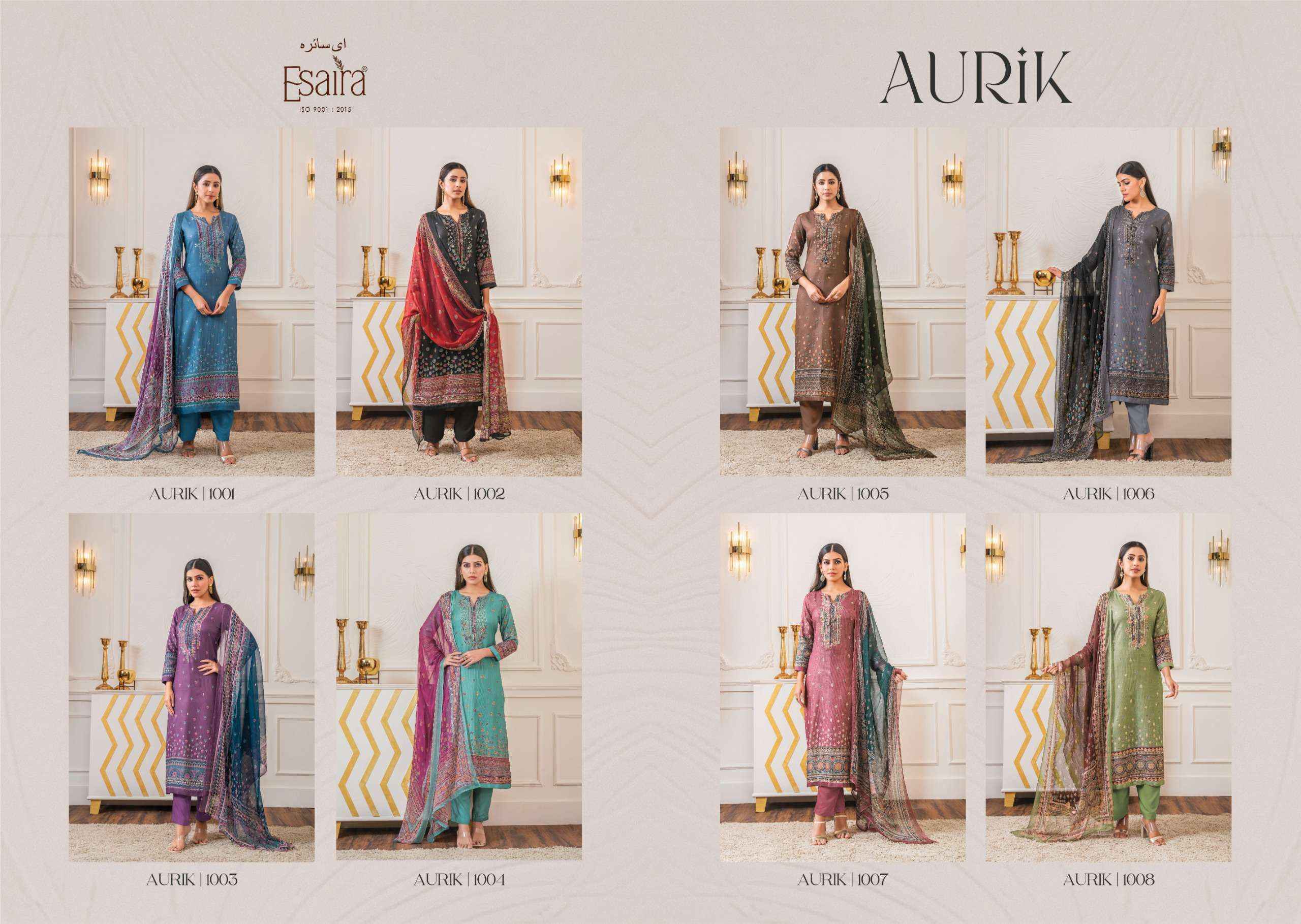 Esaira Aurik Pashmina Dress Material 8 pcs Catalogue