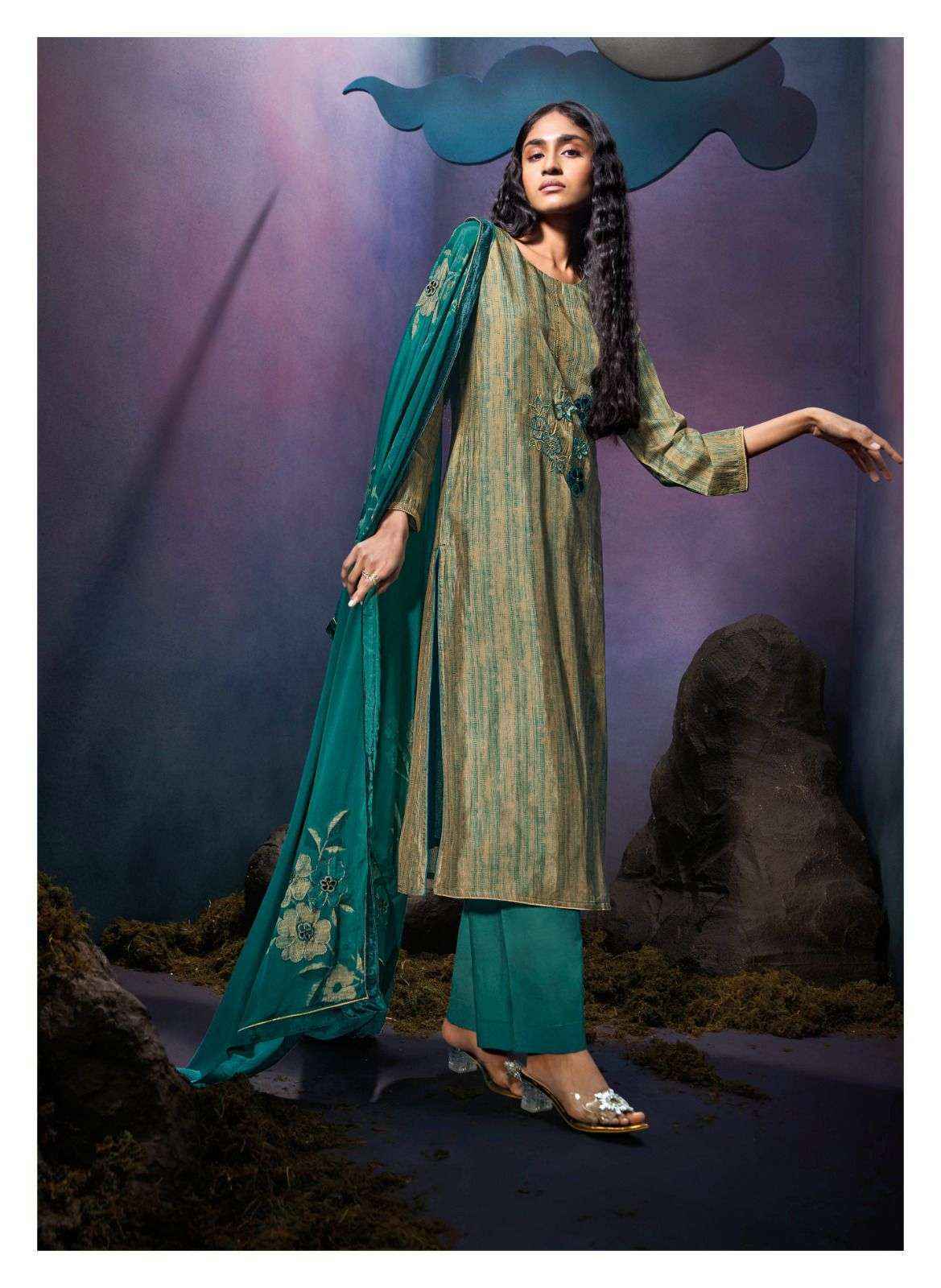 Ganga Kiansh Russian Silk Dress Material (6 pcs Catalogue)