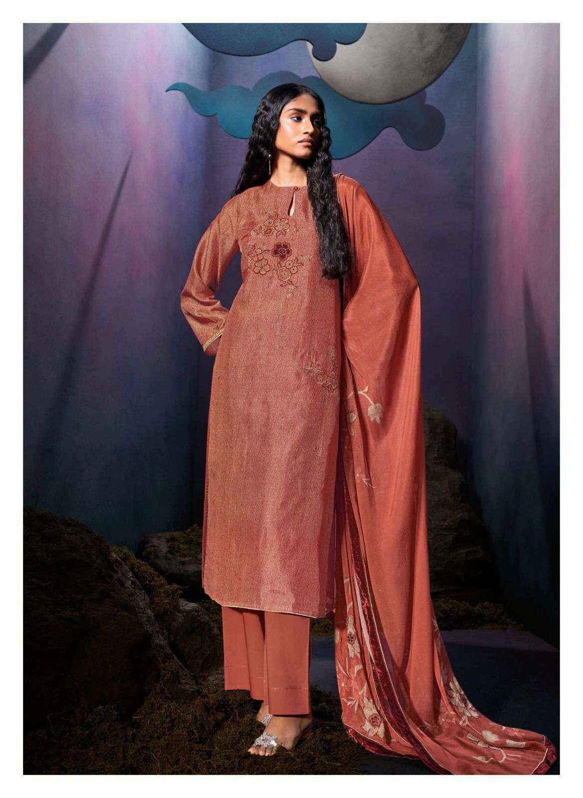 Ganga Kiansh Russian Silk Dress Material (6 pcs Catalogue)