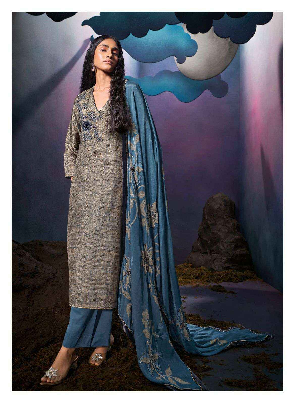 Ganga Kiansh Russian Silk Dress Material (6 pcs Catalogue)
