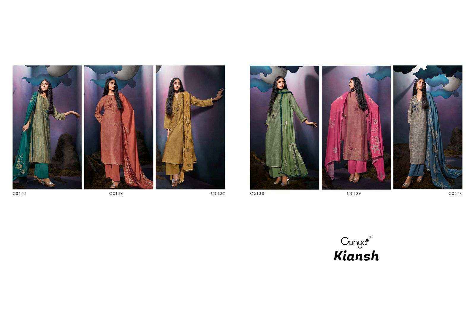 Ganga Kiansh Russian Silk Dress Material (6 pcs Catalogue)