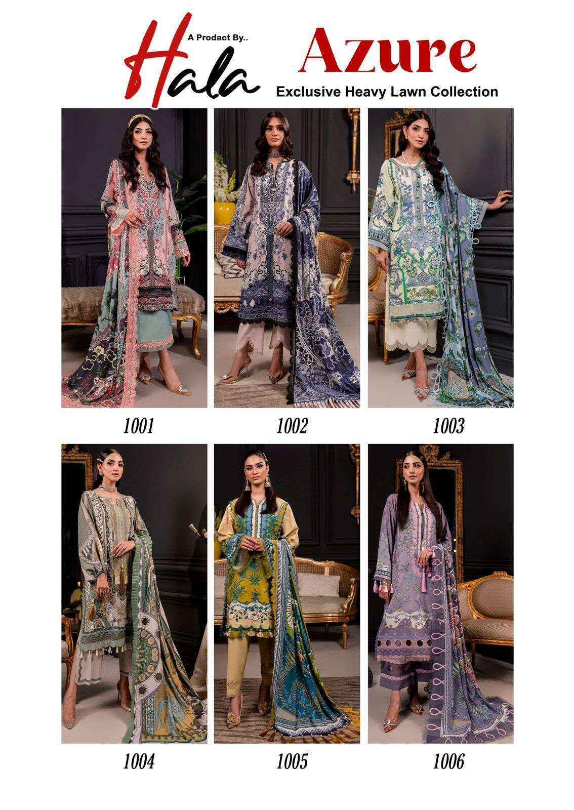 Hala Azure Vol-1 Lawn Cotton Dress Material (6 pcs Catalogue)