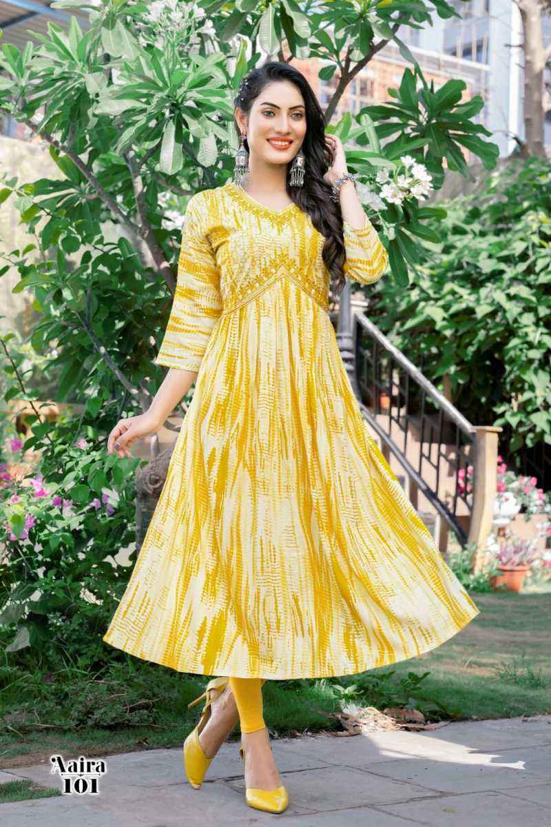 Hirwa Aaira Rayon Anarkali Gown 7 pcs Catalogue