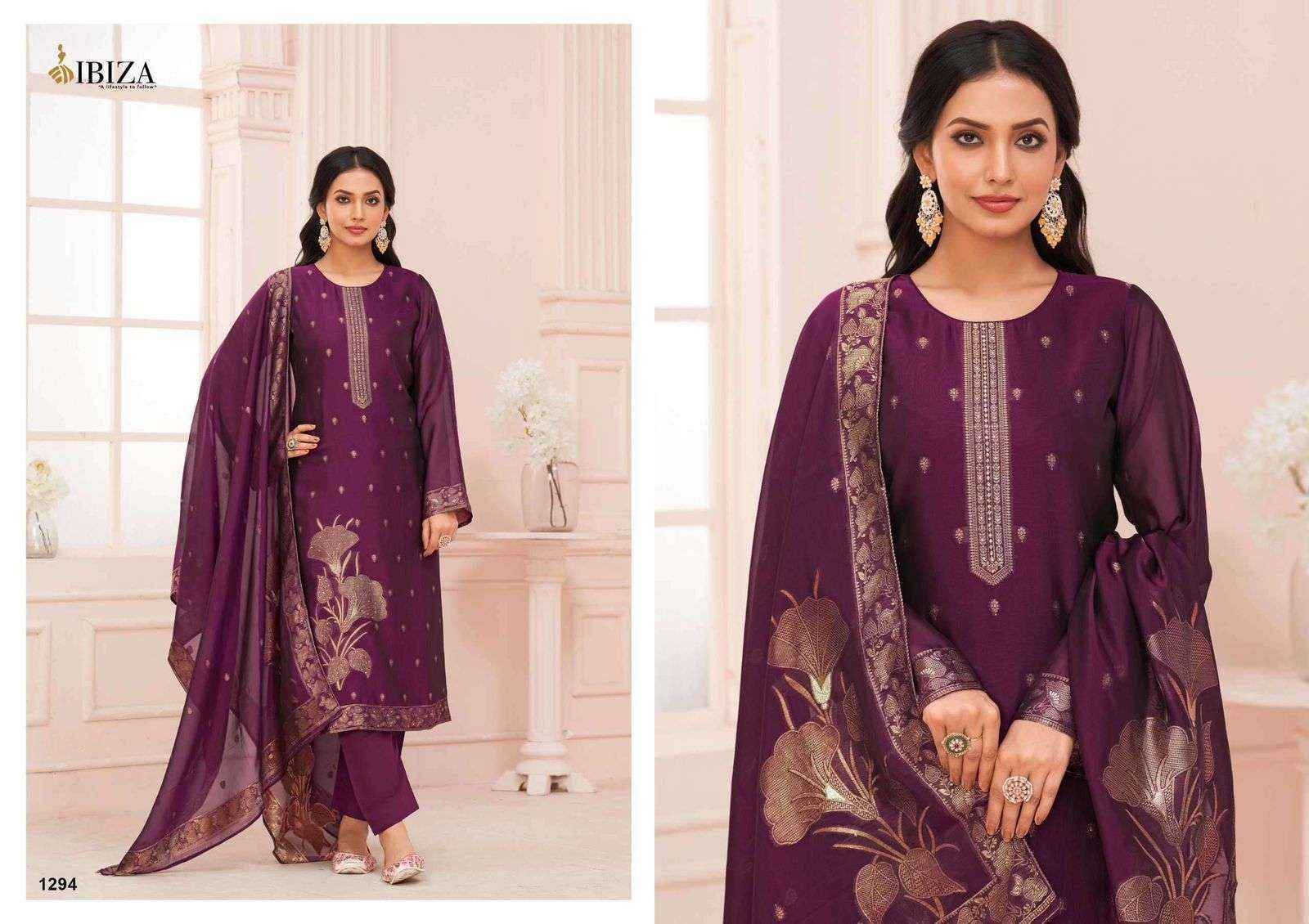 Ibiza Aneri Silk Jacquard Dress Material 4 pcs Catalogue