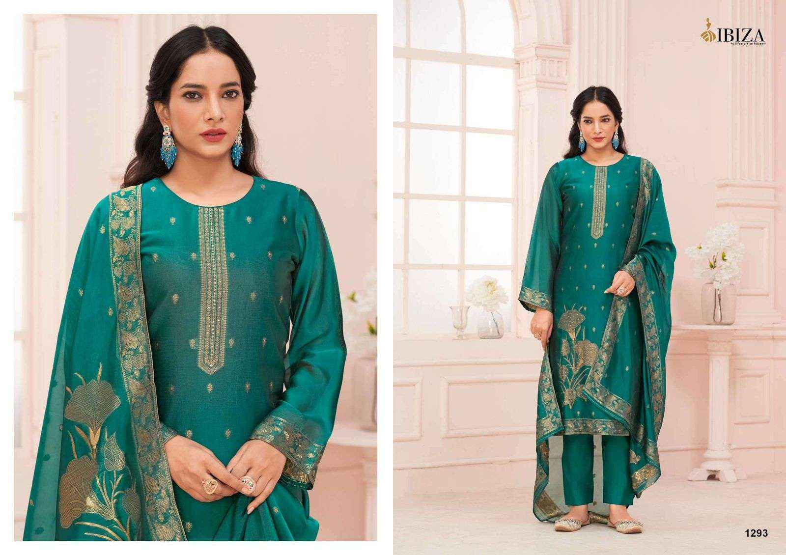 Ibiza Aneri Silk Jacquard Dress Material 4 pcs Catalogue