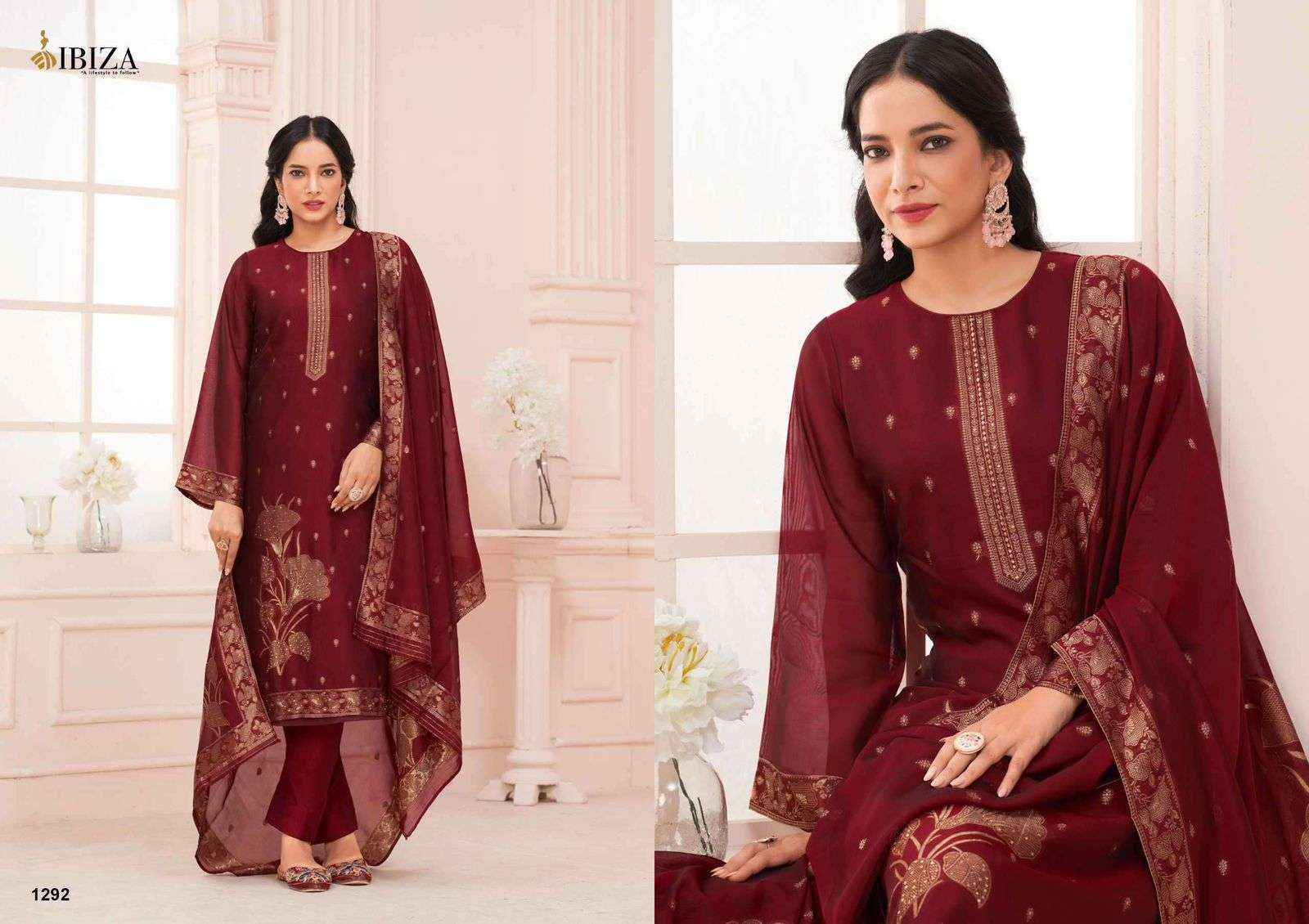 Ibiza Aneri Silk Jacquard Dress Material 4 pcs Catalogue