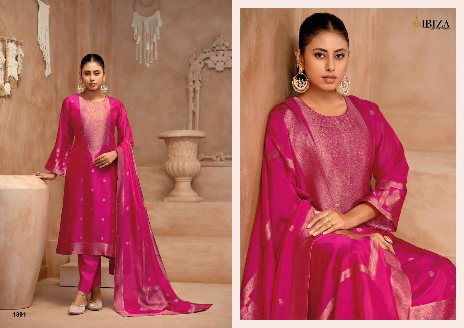 Ibiza Gulmohar Pure Banglory Silk Dress Material (4 pcs Catalogue)