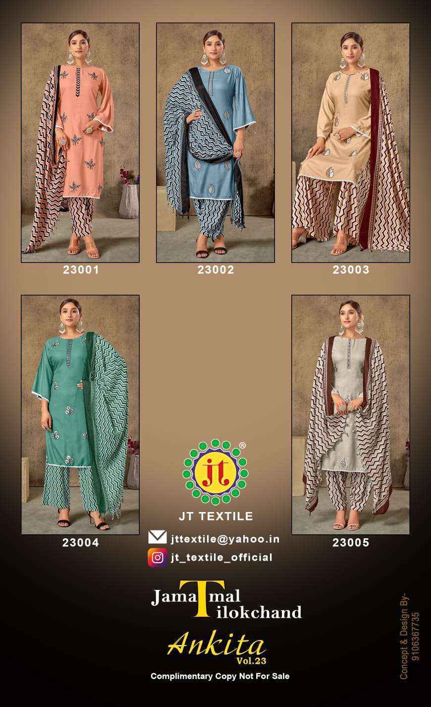 Jt Ankita Vol-23 Rayon Dress Material (5 pcs Catalogue)