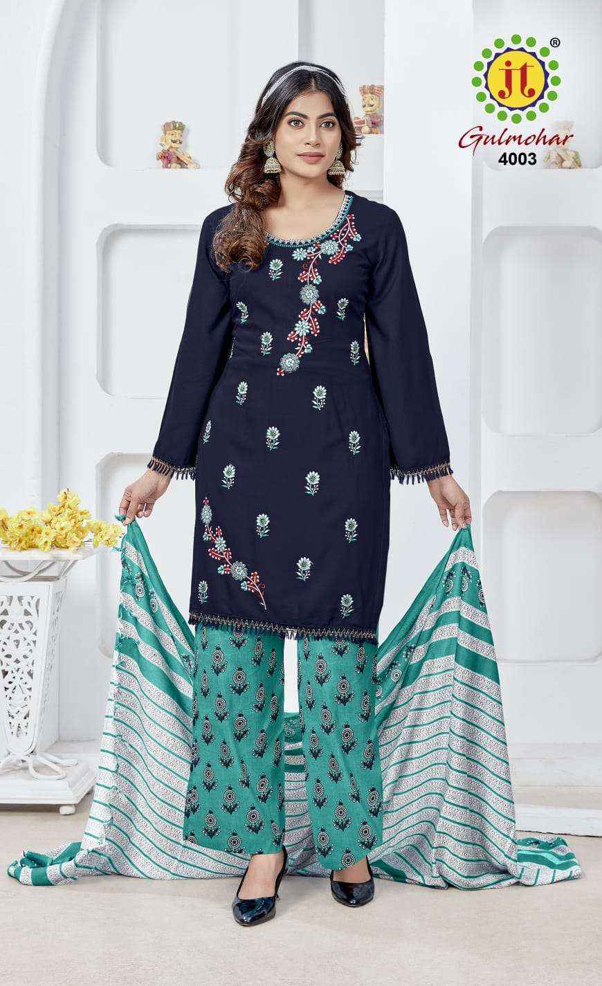 Jt Gulmohar Vol-4 Rayon Dress Material (5 pcs Catalogue)