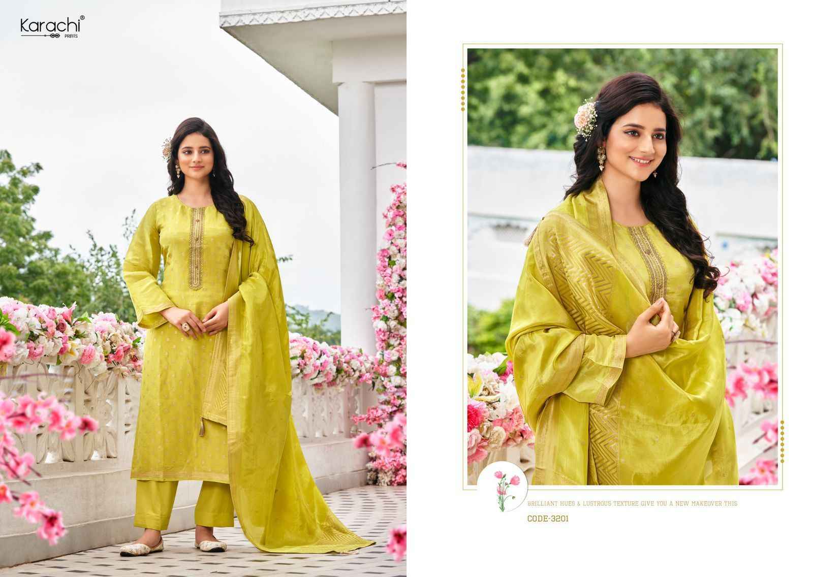 Kesar Karachi Bahar Kanjivaram Silk Dress Material (4 pcs Catalogue)
