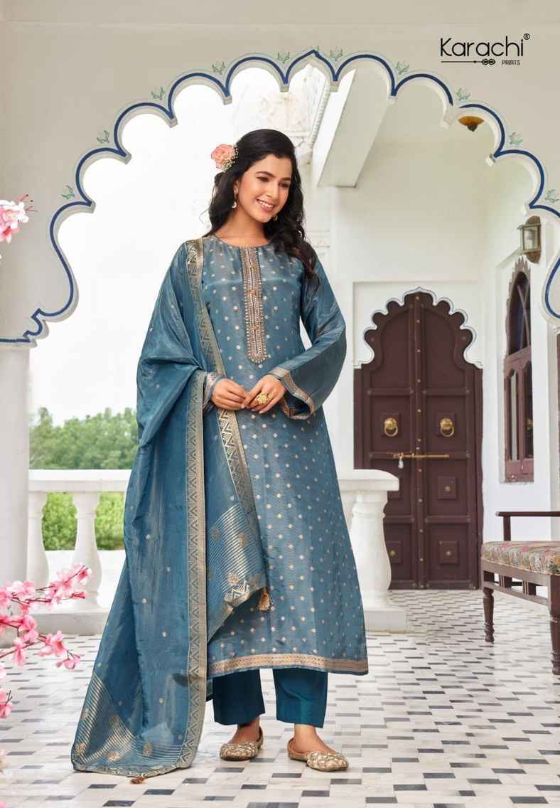 Kesar Karachi Bahar Kanjivaram Silk Dress Material (4 pcs Catalogue)
