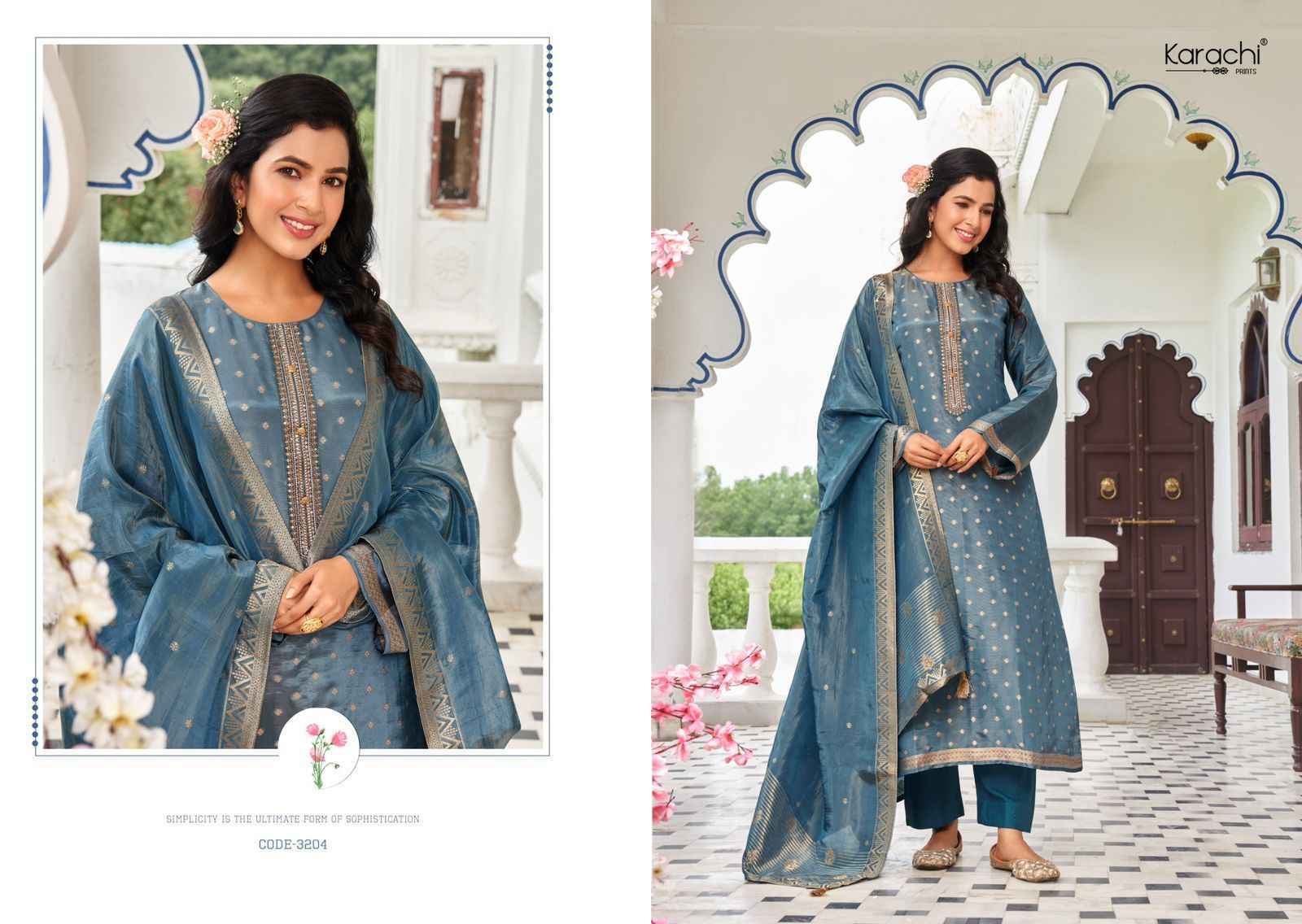 Kesar Karachi Bahar Kanjivaram Silk Dress Material (4 pcs Catalogue)