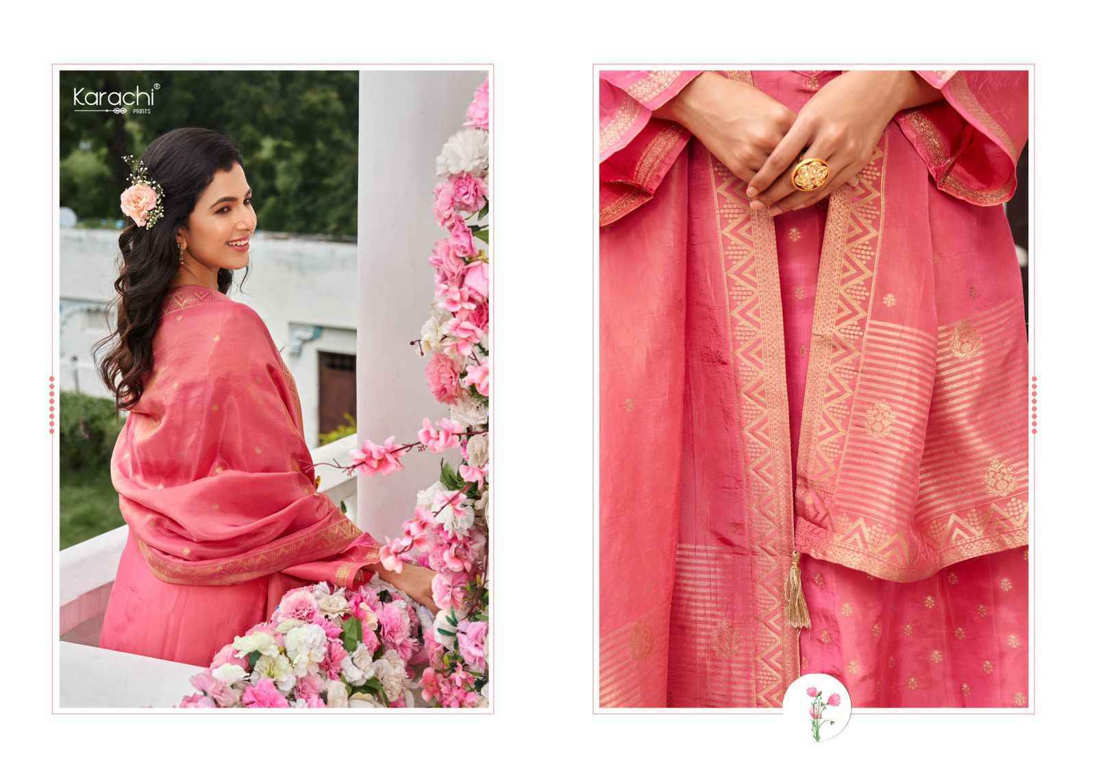 Kesar Karachi Bahar Kanjivaram Silk Dress Material (4 pcs Catalogue)
