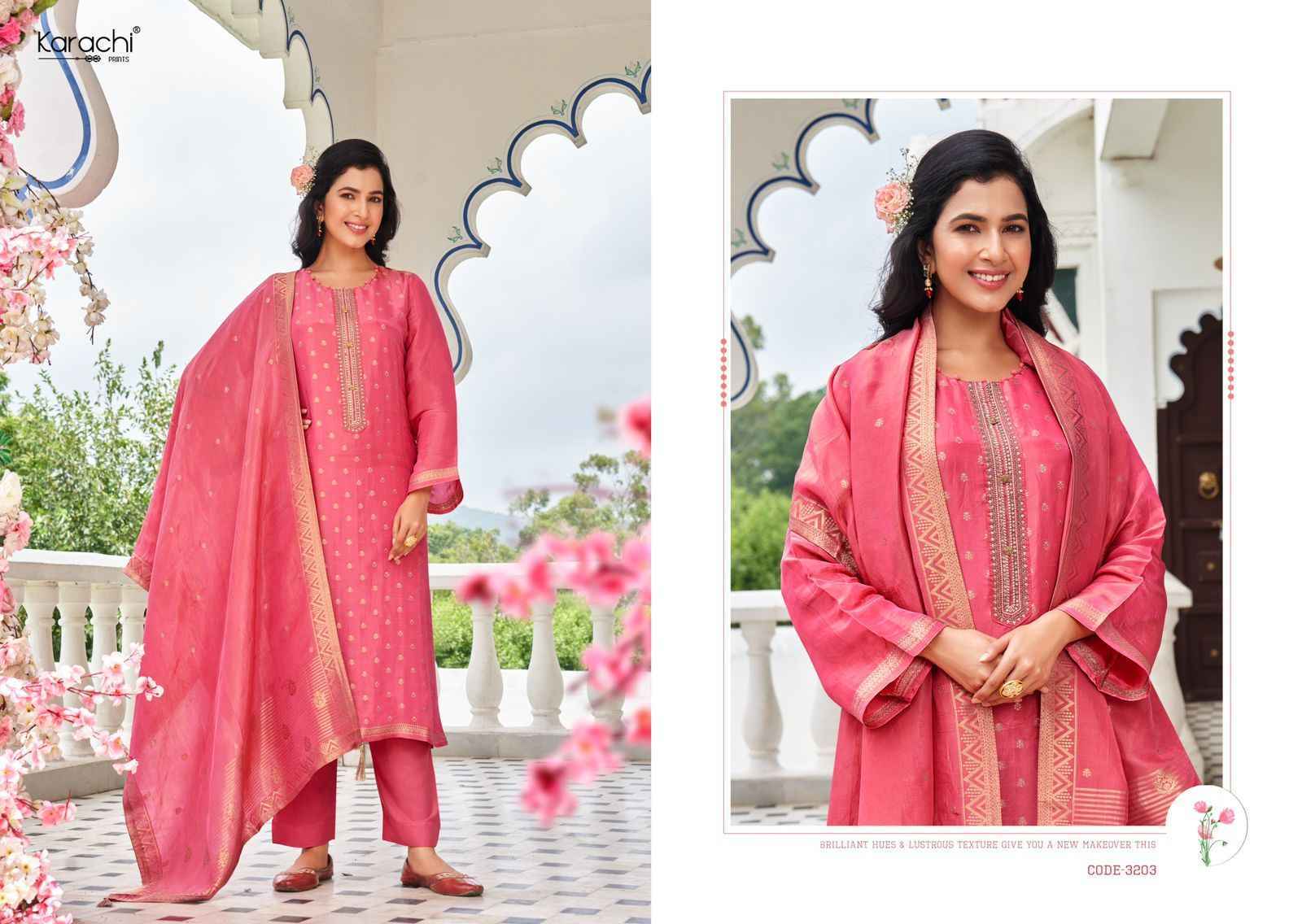 Kesar Karachi Bahar Kanjivaram Silk Dress Material (4 pcs Catalogue)