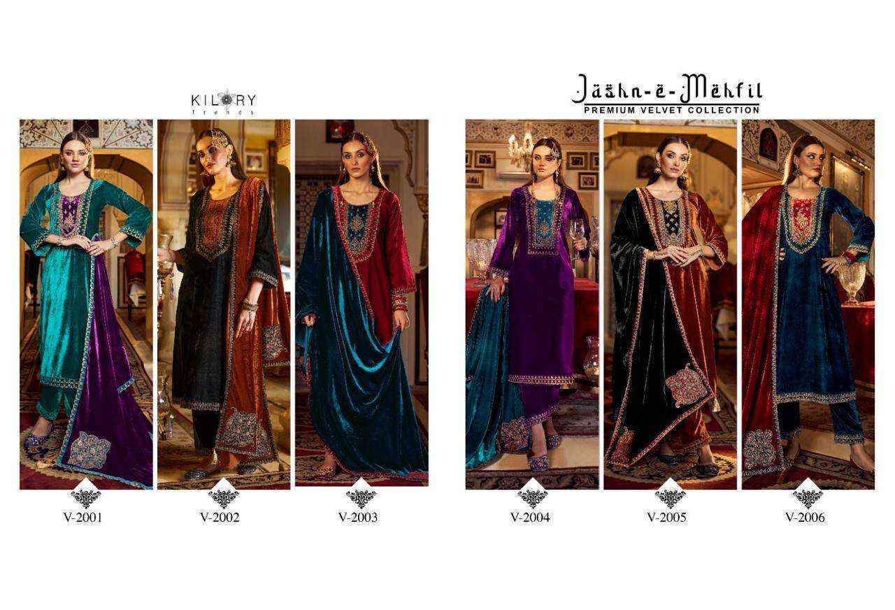 Kilory Trendz Jashn E Mehfil Velvet Dress Material (6 pcs Catalogue)