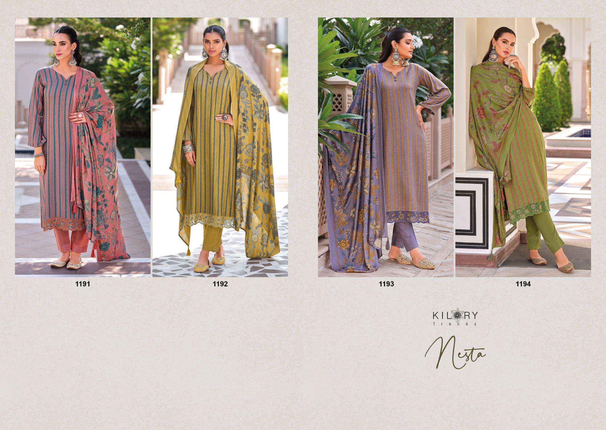 Kilory Trendz Nesta Pashmina Dress Material 4 pcs Catalogue