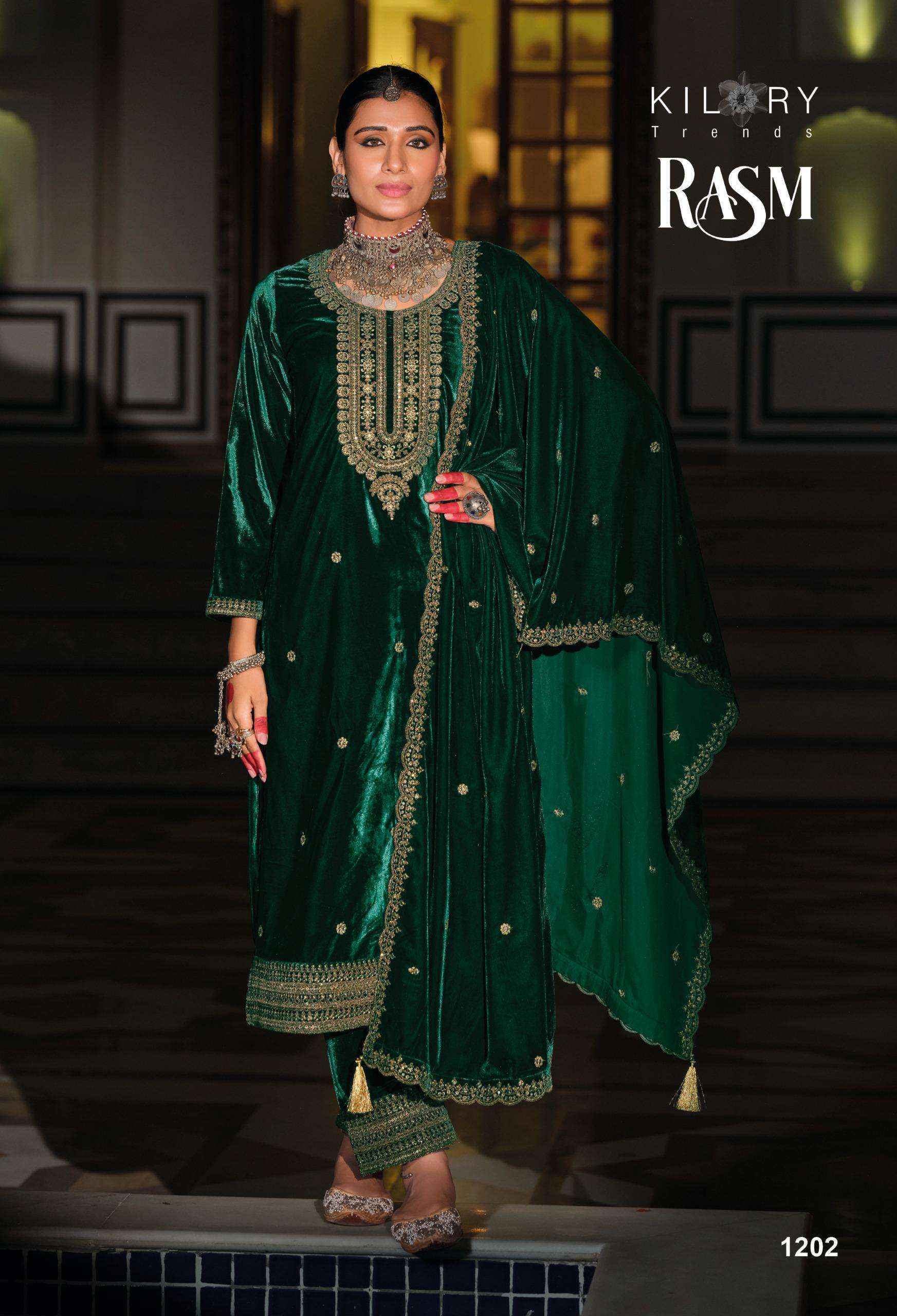 Kilory Trendz Rasm Velvet Dress Material 6 pcs Catalogue