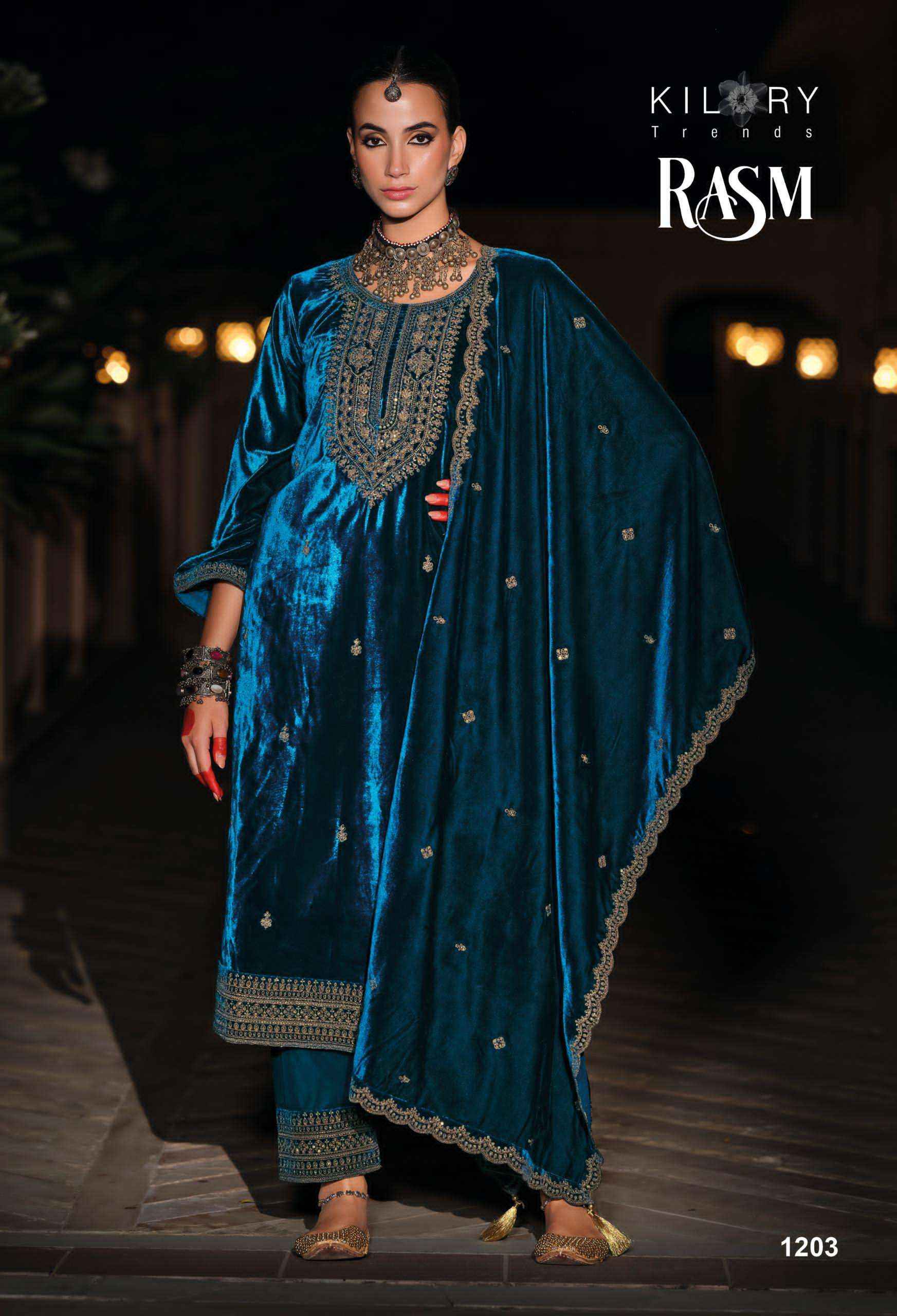 Kilory Trendz Rasm Velvet Dress Material 6 pcs Catalogue
