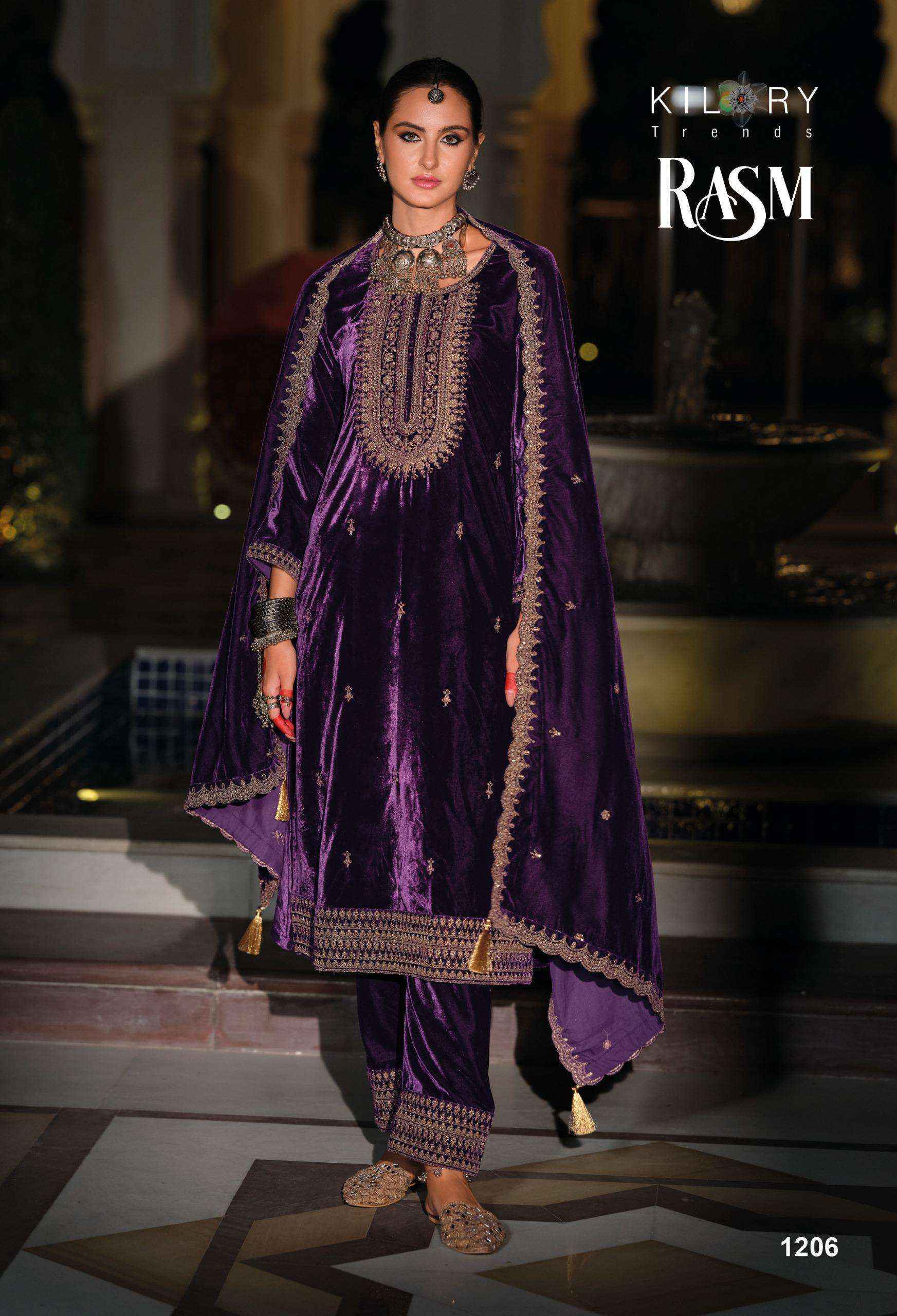Kilory Trendz Rasm Velvet Dress Material 6 pcs Catalogue