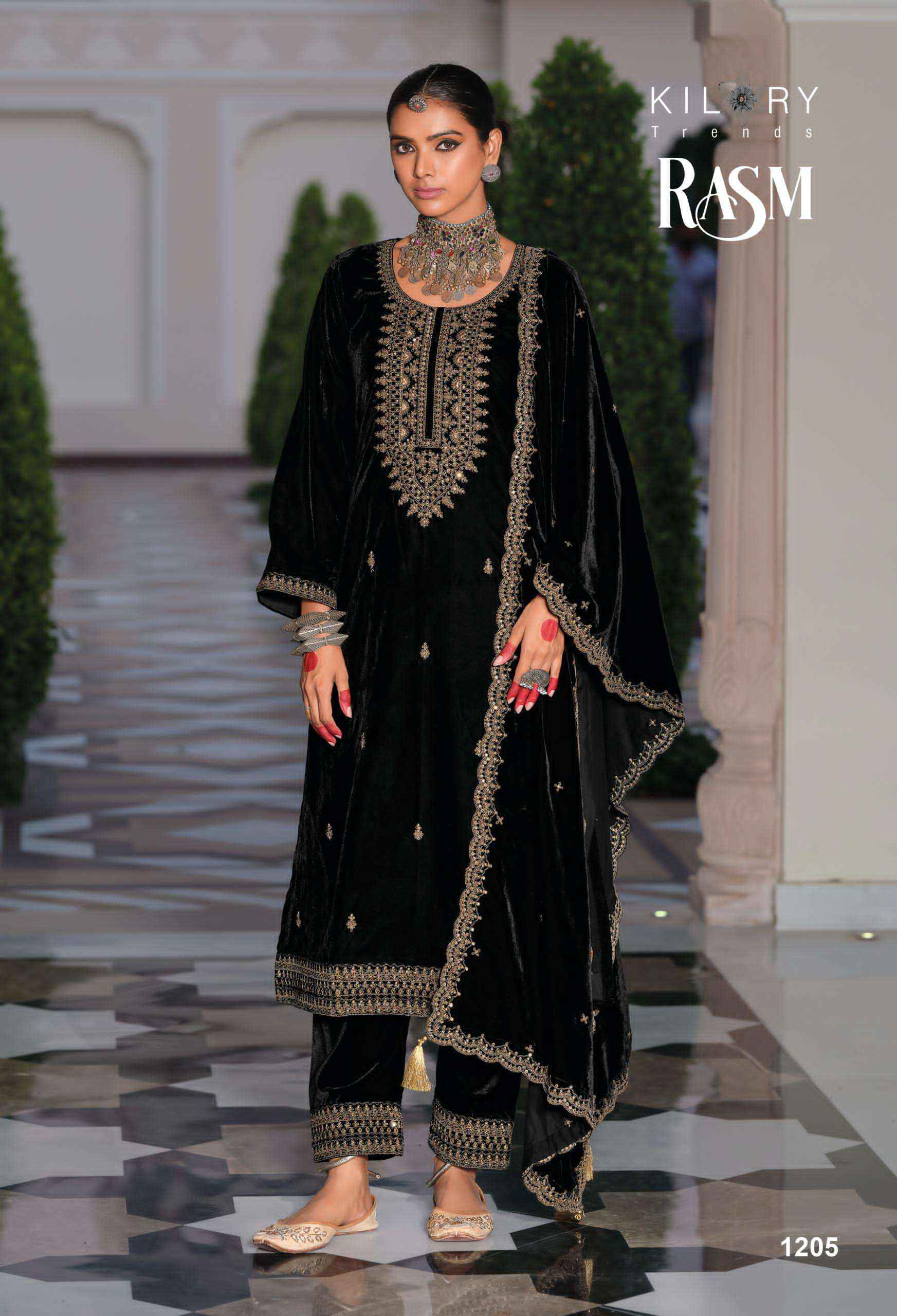 Kilory Trendz Rasm Velvet Dress Material 6 pcs Catalogue