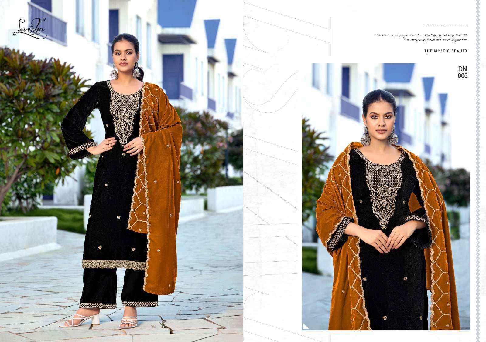 Levisha Kashida Velvet Dress Material (6 pcs Catalogue)
