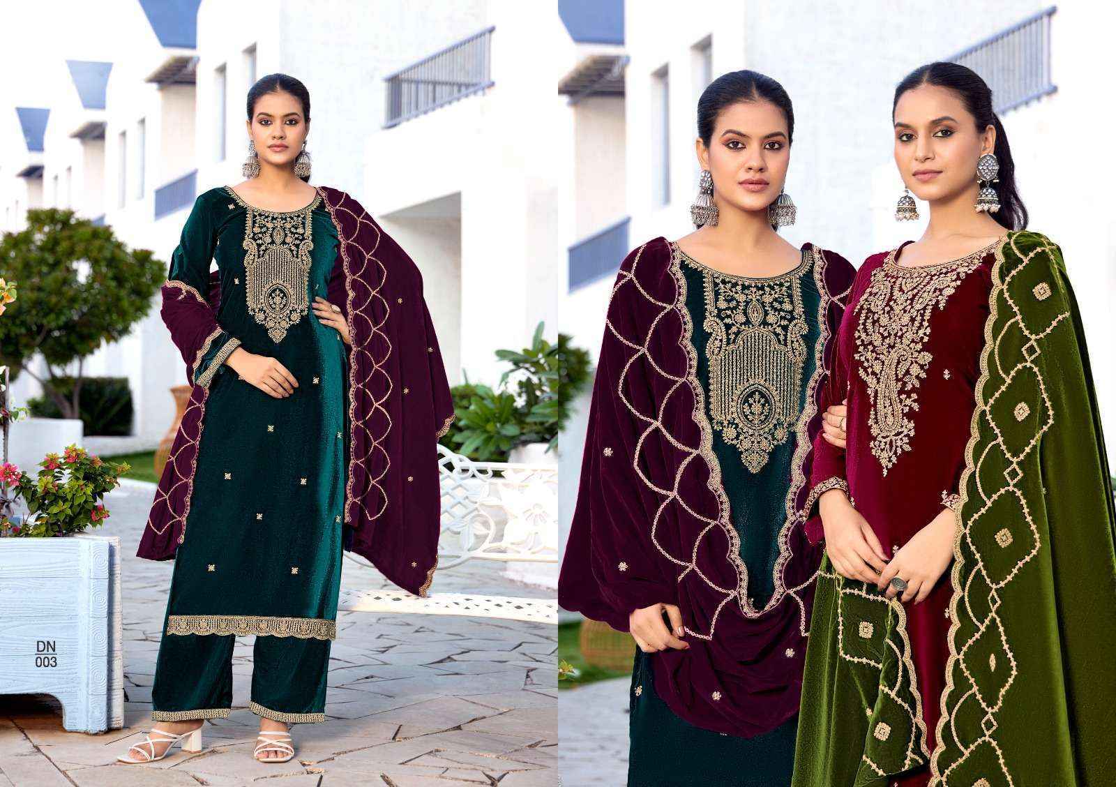 Levisha Kashida Velvet Dress Material (6 pcs Catalogue)