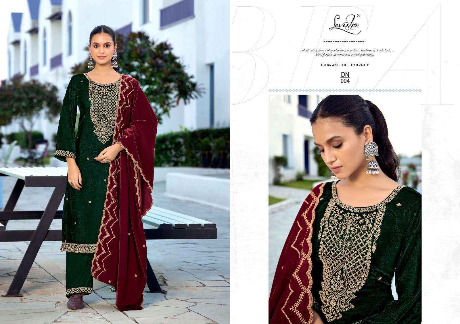 Levisha Kashida Velvet Dress Material (6 pcs Catalogue)