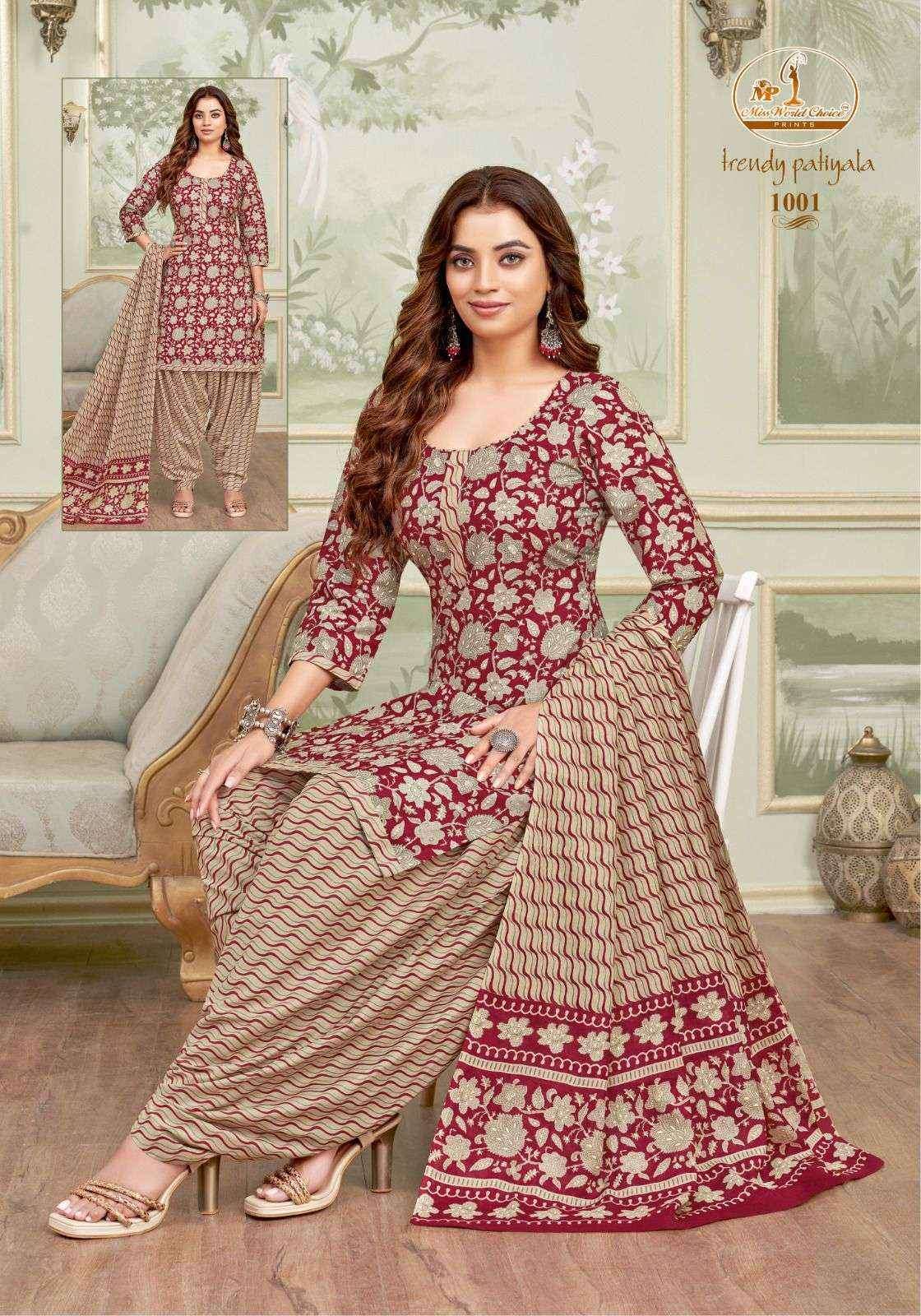 Miss World Choice Trendy Patiyala Vol-1 Cotton Dress Material (10 pcs Catalogue)