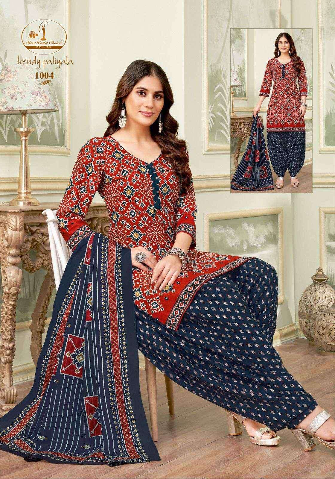 Miss World Choice Trendy Patiyala Vol-1 Cotton Dress Material (10 pcs Catalogue)