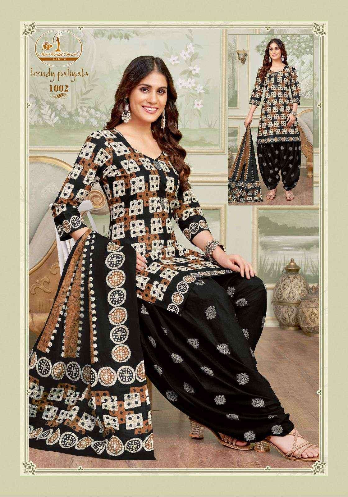 Miss World Choice Trendy Patiyala Vol-1 Cotton Dress Material (10 pcs Catalogue)