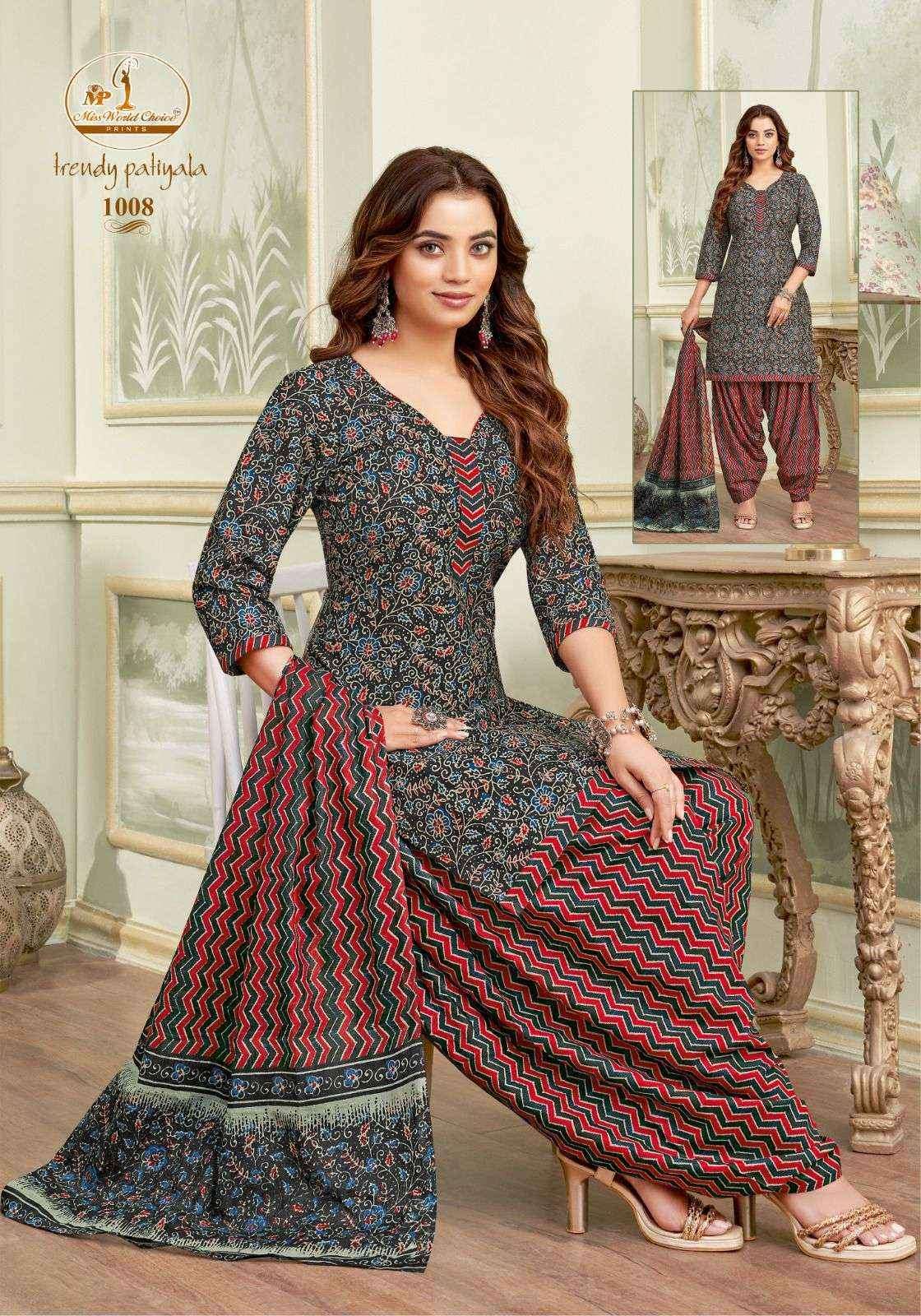 Miss World Choice Trendy Patiyala Vol-1 Cotton Dress Material (10 pcs Catalogue)