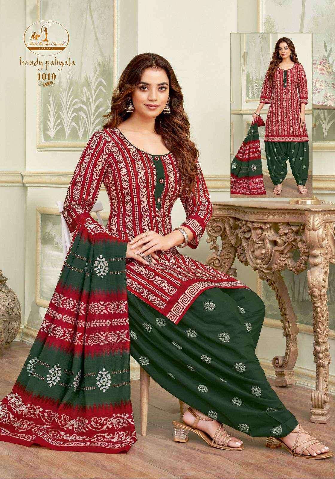 Miss World Choice Trendy Patiyala Vol-1 Cotton Dress Material (10 pcs Catalogue)