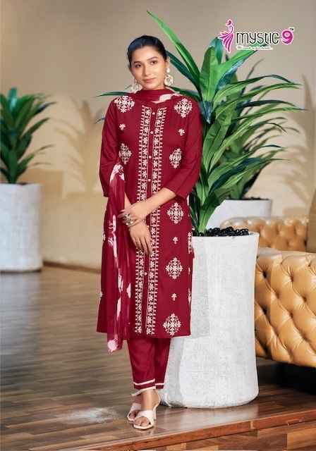 Mystic 9 Rajwadi Vol-1 Rayon Readymade Suit (8 pcs Catalogue)