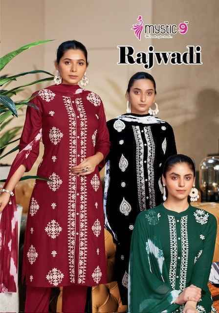 Mystic 9 Rajwadi Vol-1 Rayon Readymade Suit (8 pcs Catalogue)