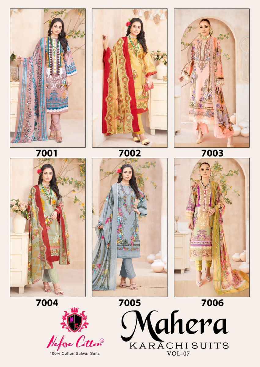 Nafisa Cotton Mahera Karachi Suits Vol-7 Cotton Dress Material (6 pcs Catalogue)