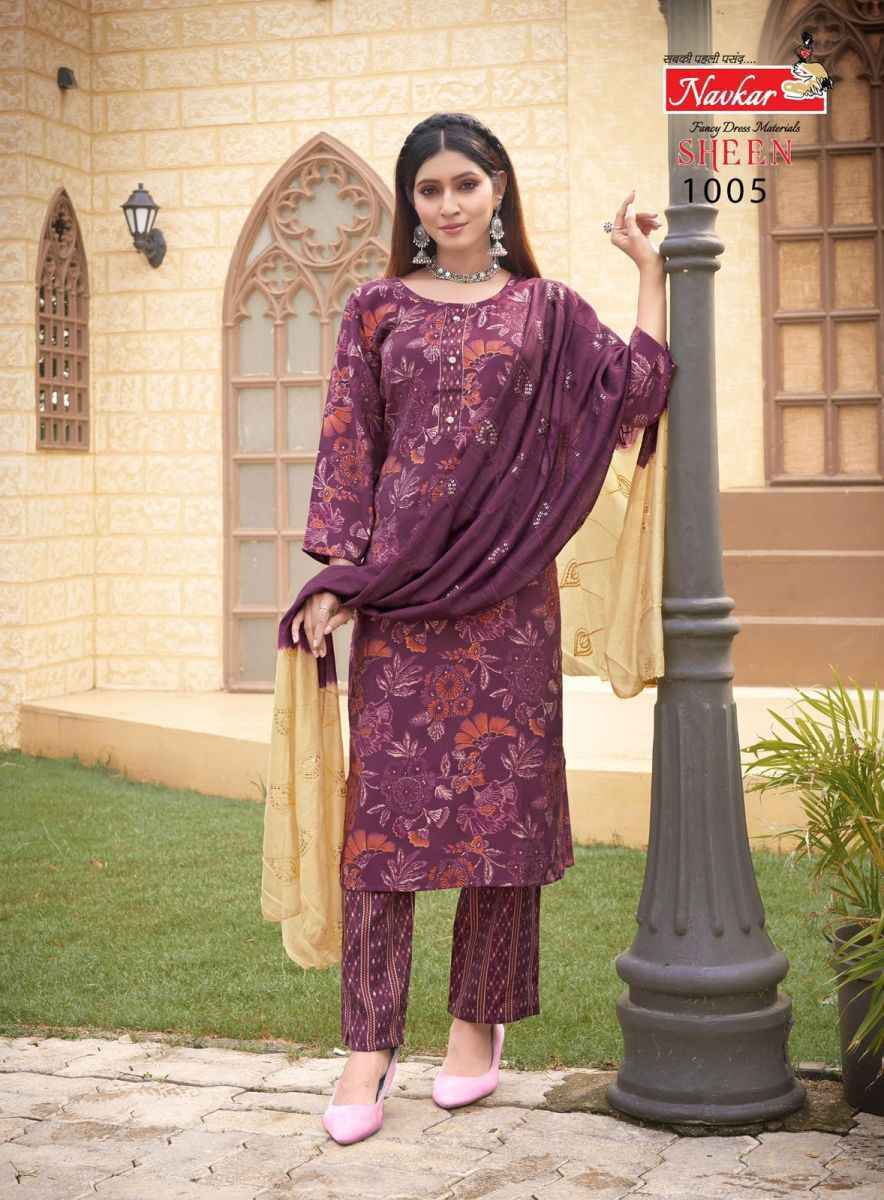 Navkar Sheen Vol-3 Muslin Readymade Suit (8 pcs Catalogue)