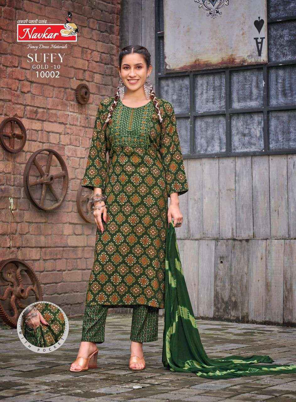 Navkar Suffy Gold Vol 10 Rayon Kurti Combo 8 pcs Catalogue