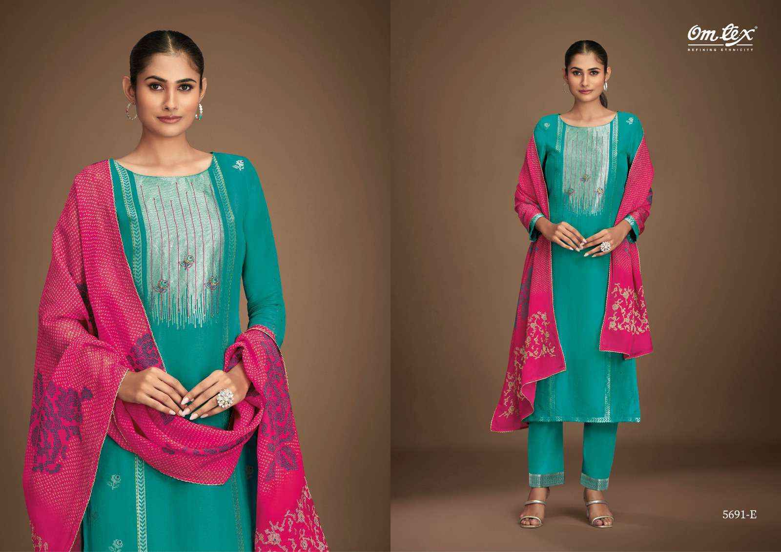 Omtex Posh Pulse Silk Jacquard Dress Material (3 pcs Catalogue)