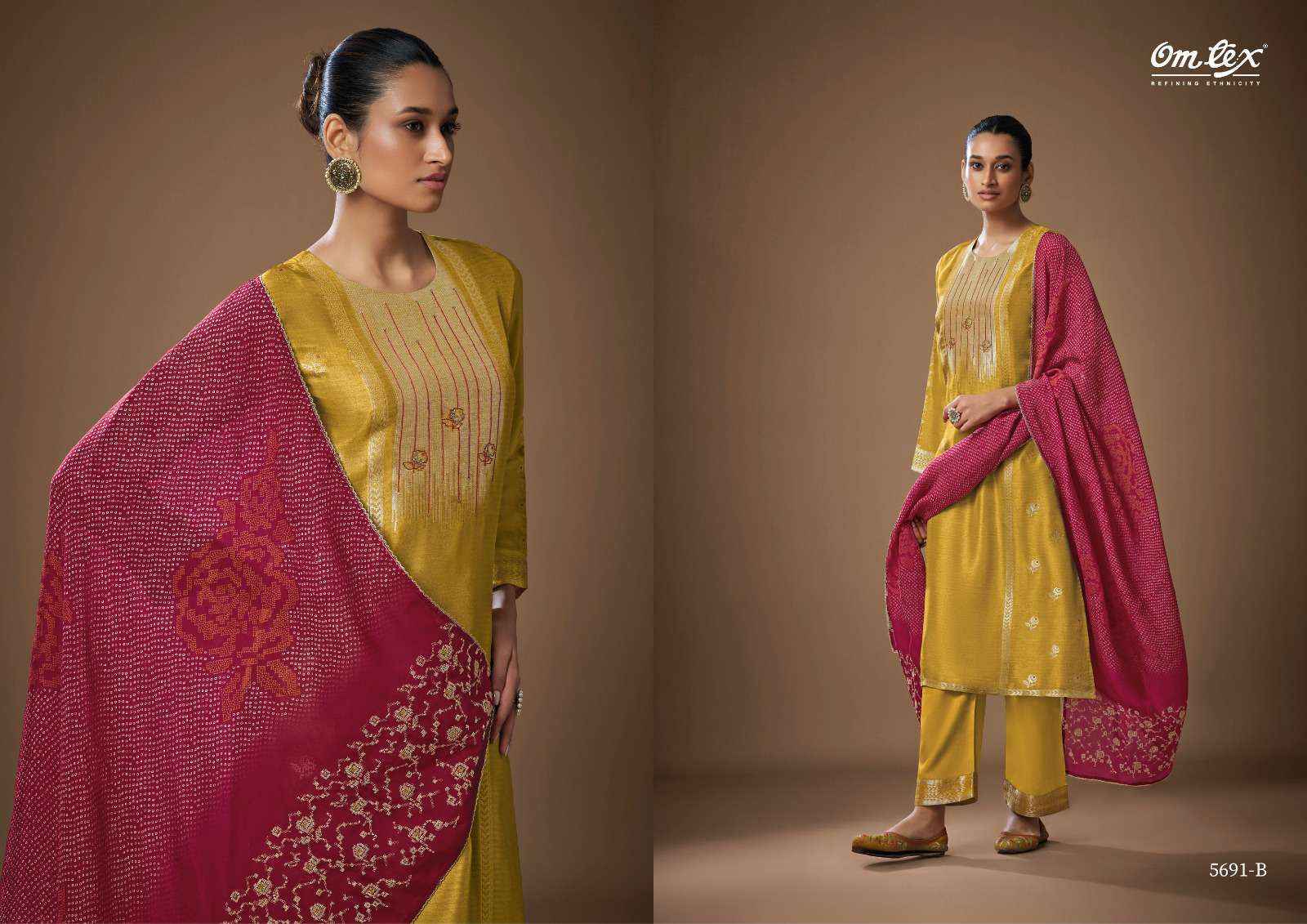 Omtex Posh Pulse Silk Jacquard Dress Material (3 pcs Catalogue)