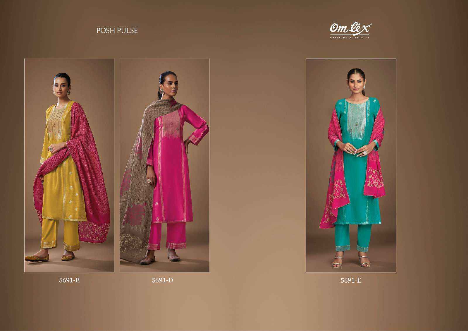 Omtex Posh Pulse Silk Jacquard Dress Material (3 pcs Catalogue)
