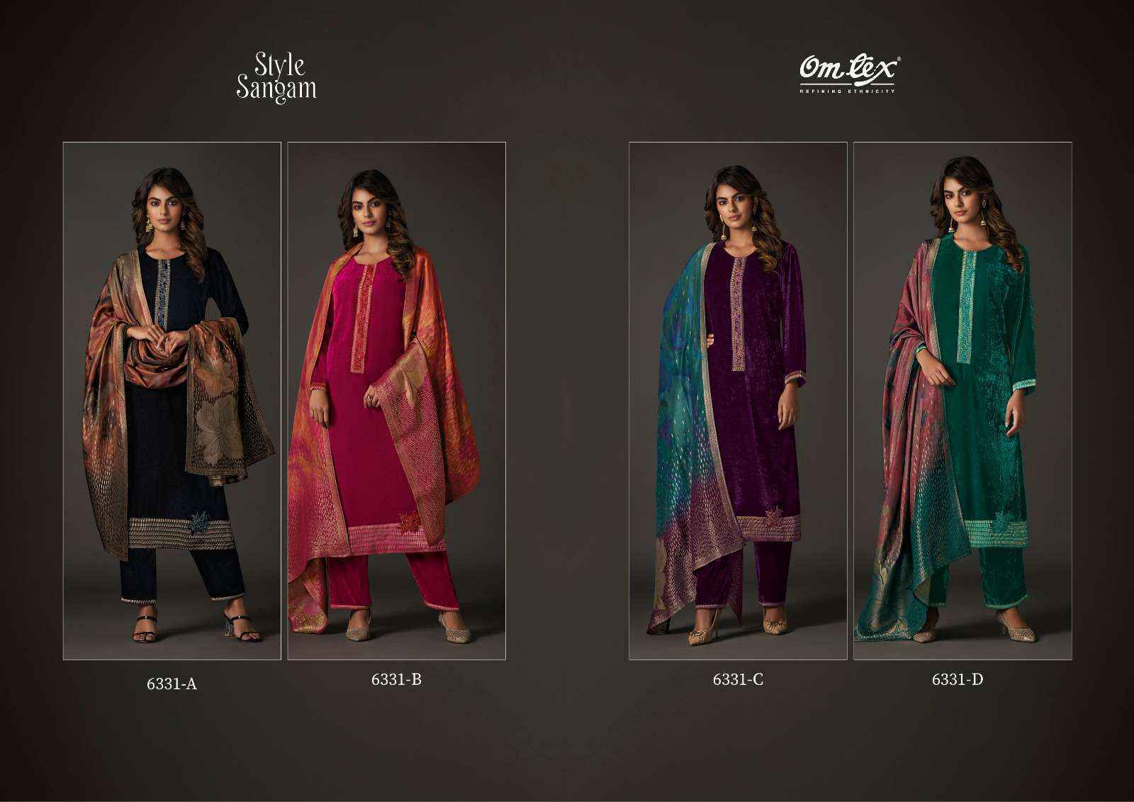 Omtex Style Sangam Velvet Dress Material (4 pcs Catalogue)