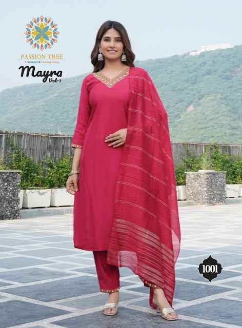 Passion Tree Mayra Vol-1 Roman Silk Readymade Suit (6 pcs Catalogue)