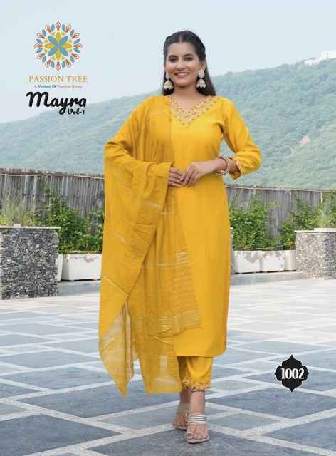 Passion Tree Mayra Vol-1 Roman Silk Readymade Suit (6 pcs Catalogue)