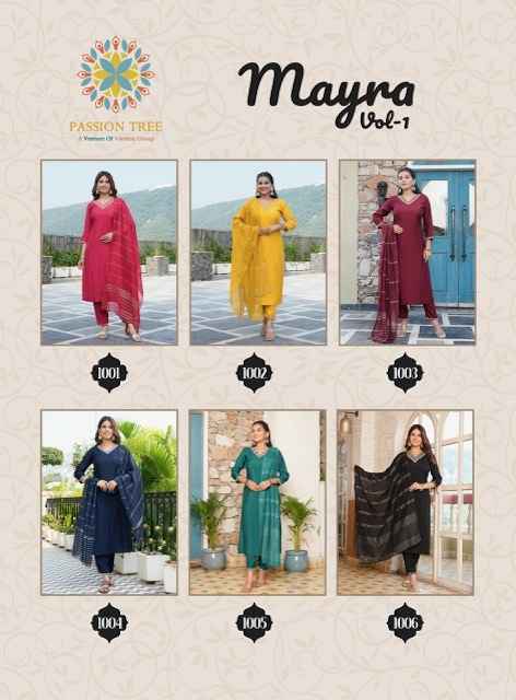 Passion Tree Mayra Vol-1 Roman Silk Readymade Suit (6 pcs Catalogue)