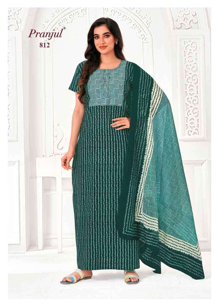 Pranjul Pratishtha Vol-8 Cotton Nighties With Dupatta (24 pcs Catalogue)