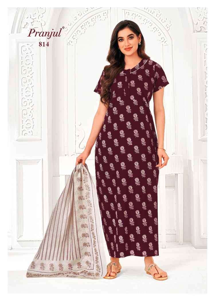 Pranjul Pratishtha Vol-8 Cotton Nighties With Dupatta (24 pcs Catalogue)