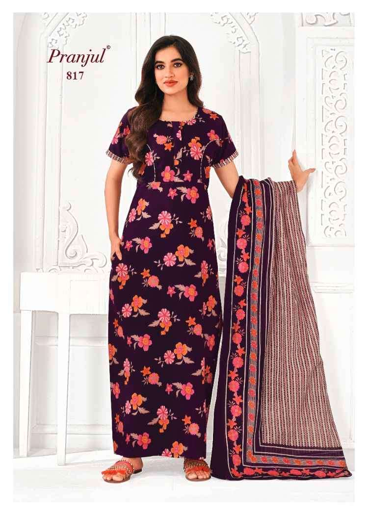 Pranjul Pratishtha Vol-8 Cotton Nighties With Dupatta (24 pcs Catalogue)